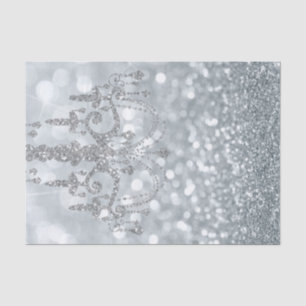 Papel De Seda Araña Glamour con Brillo Plateado Blanco y Efecto