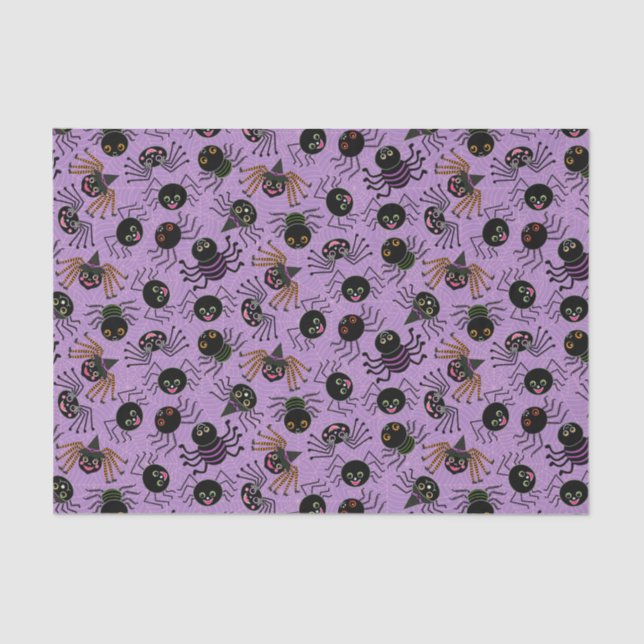 Papel De Seda Arañas de Halloween con morado (Anverso)