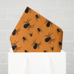 Papel De Seda Arañas Patrón de Halloween Negro y Naranja