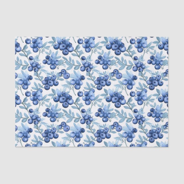 Papel De Seda Arándanos al aguarela (Anverso)