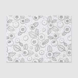 Papel De Seda Arándanos azules en blanco y negro