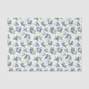 Papel De Seda Arándanos, Hojas, Flores de Arándano en Acuarela