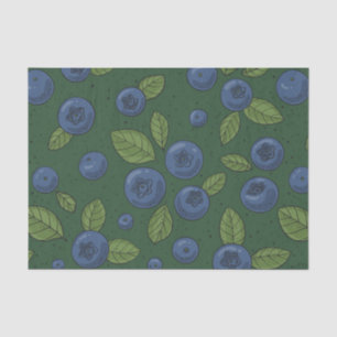 Papel De Seda Arándanos sobre verde oscuro