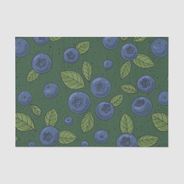 Papel De Seda Arándanos sobre verde oscuro (Anverso)