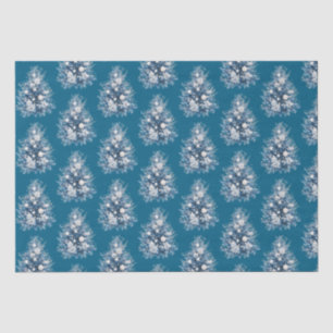 Papel De Seda Árbol azul de Navidad blanco