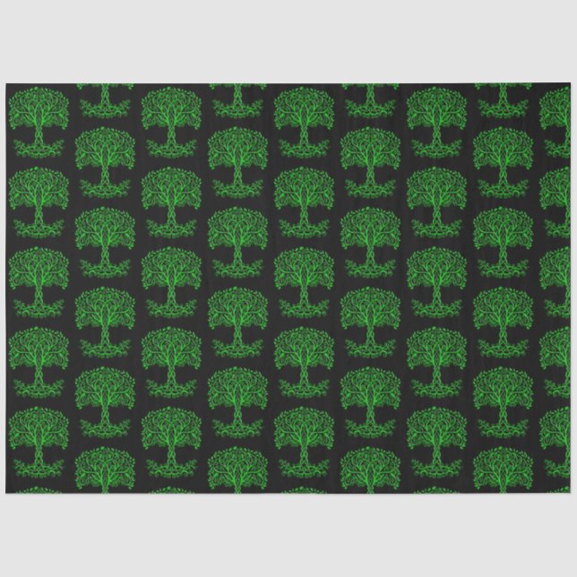 Papel De Seda Árbol Celta Verde De La Vida (Anverso)
