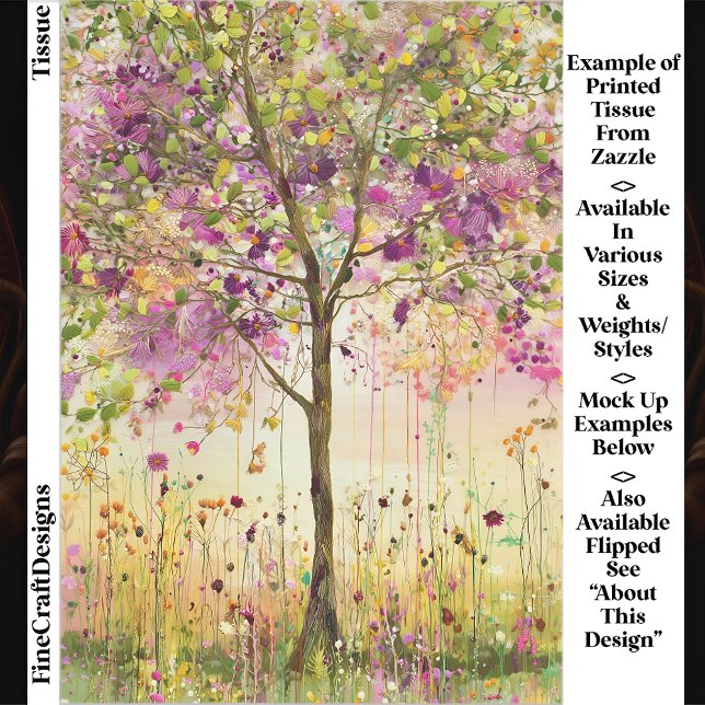 Papel De Seda Árbol con acentos de bordado floral Decoupage E5L (Subido por el creador)