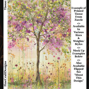 Papel De Seda Árbol con acentos de bordado floral EE5R Decoupage