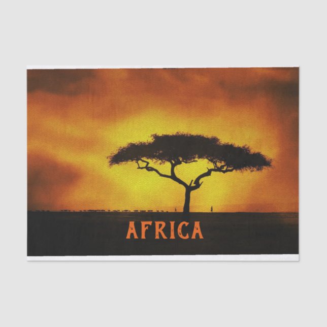Papel De Seda Árbol de acacia del paisaje africano (Anverso)