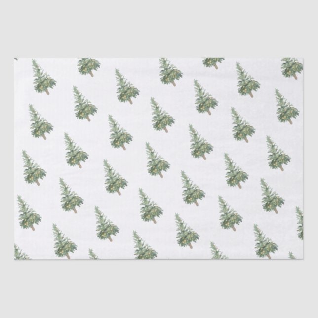 Papel De Seda Árbol de acuarela Boho Merry Christmas (Anverso)