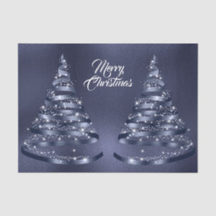Papel De Seda Árbol de cinta azul brillante de Navidad destellan