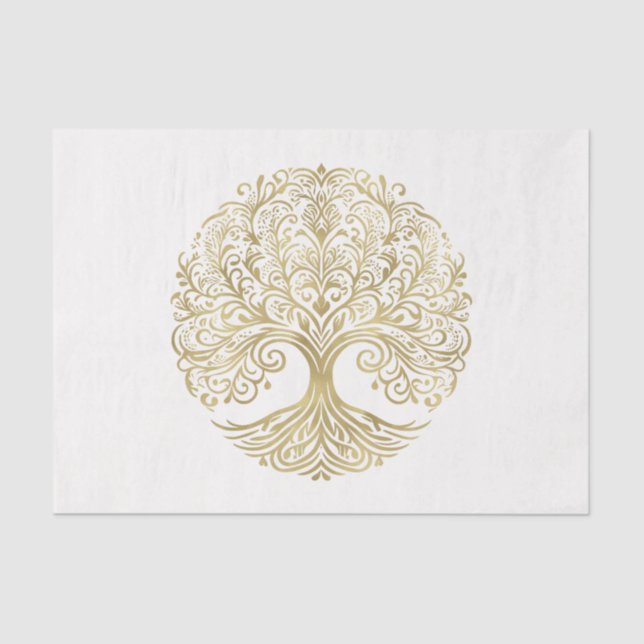 Papel De Seda Árbol de crema de vida y Boda celta de oro (Anverso)