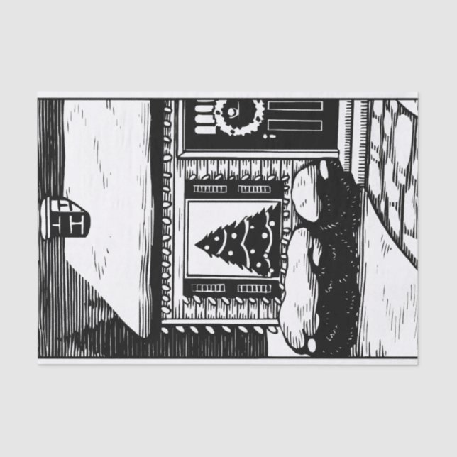 Papel De Seda Árbol de la casa de los navidades en ventana blanc (Anverso)