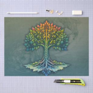 Papel De Seda Árbol de la Vida Amanecer Cambiante 