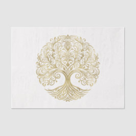 Papel De Seda Árbol de la Vida Crema y Oro Boda Celta