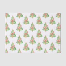 Papel De Seda Árbol de Navidad acuarela de color rojo y verde