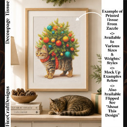 Papel De Seda Árbol de Navidad Adorable Gato/Gatito FN8L Decoupa