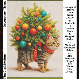 Papel De Seda Árbol de Navidad Adorable Gato/Gatito FN8R Decoupa