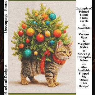 Papel De Seda Árbol de Navidad Adorable Gato/Gatito FN8R Decoupa