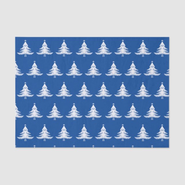 Papel De Seda Árbol de navidad azul de la marina (Anverso)