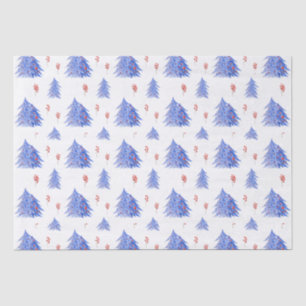 Papel De Seda Árbol de Navidad azul hielo invernal bayas de aceb