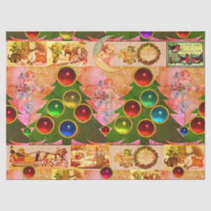PAPEL DE SEDA ÁRBOL DE NAVIDAD, BALLAS COLORIDAS, ÁNGELES, NIÑOS