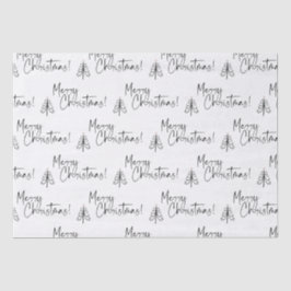 Papel De Seda Árbol de navidad blanco negro