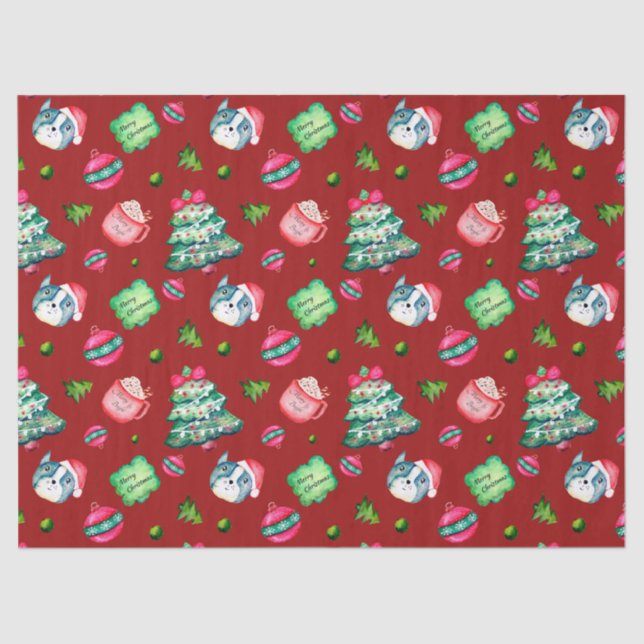 Papel De Seda Árbol de Navidad, cachorro, ornamentos, chocolate  (Anverso)