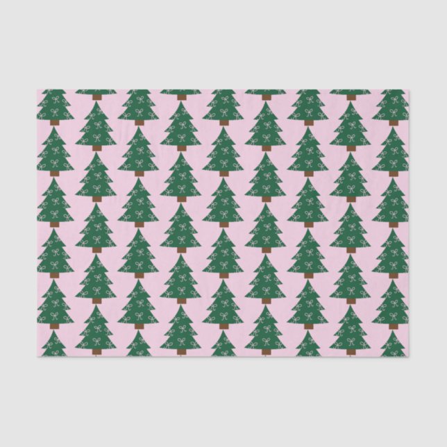 Papel De Seda Árbol de Navidad caprichoso en cintas rosadas (Anverso)