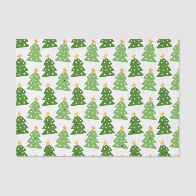 Papel De Seda Árbol de Navidad con blanco de estrella dorada (Anverso)