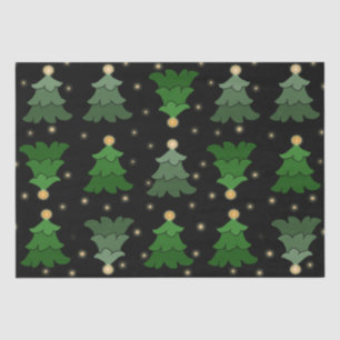 Papel De Seda Árbol de Navidad con estrellas en negro