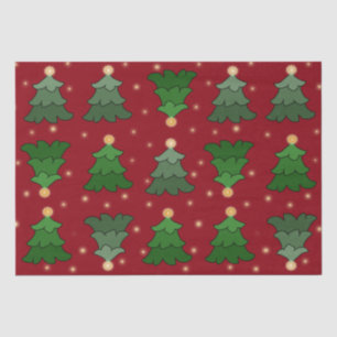 Papel De Seda Árbol de Navidad con estrellas en rojo Personaliza