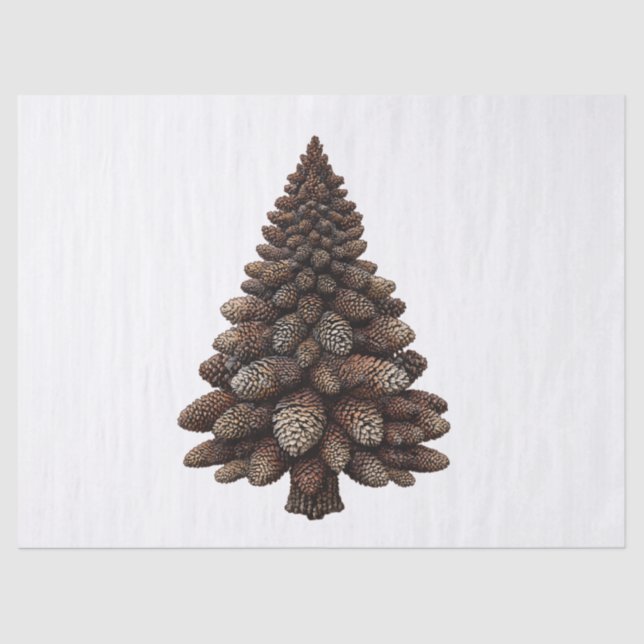 Papel De Seda Árbol de Navidad con Piñas Artísticas Piñas (Anverso)