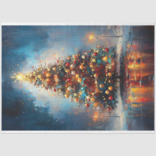 Papel De Seda Árbol de Navidad con pintura de decoupage de estre