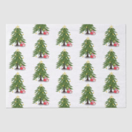 Papel De Seda Árbol de Navidad con presente rojo