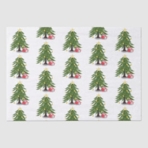 Papel De Seda Árbol de Navidad con presente rojo