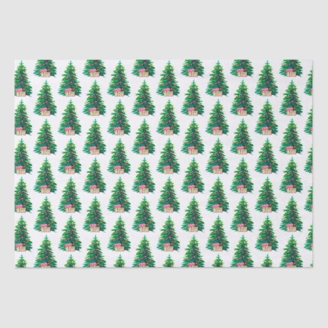 Papel De Seda Árbol de Navidad con regalo (Anverso)