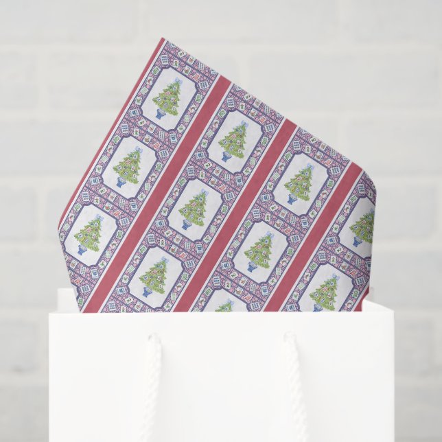 Papel De Seda Árbol de navidad de acuarela Mahjong (Bolsa de regalo)