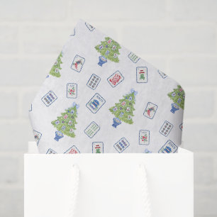 Papel De Seda Árbol de navidad de acuarela Mahjong