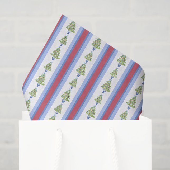 Papel De Seda Árbol de navidad de acuarela Mahjong (Bolsa de regalo)