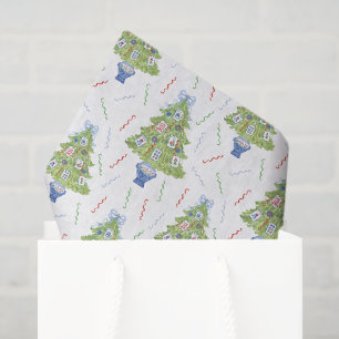 Papel De Seda Árbol de navidad de acuarela Mahjong
