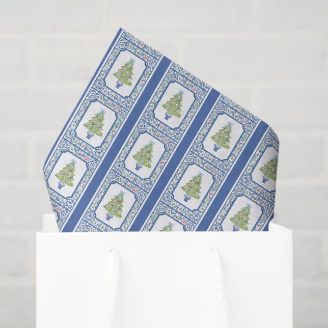 Papel De Seda Árbol de navidad de acuarela Mahjong (Bolsa de regalo)