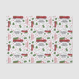 Papel De Seda Árbol de Navidad de Camión Rojo Vintage