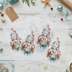 Papel De Seda Árbol de Navidad de Cangrejo Langosta Crustáceo Ma