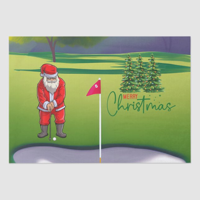 Papel De Seda Árbol de Navidad de golf en coche rojo con Santa C (Anverso)