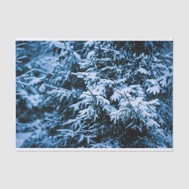 Papel De Seda Árbol de navidad de invierno de nevada (Anverso)