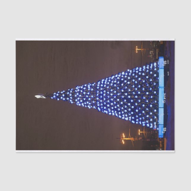 Papel De Seda Árbol de Navidad de luces azules (Anverso)