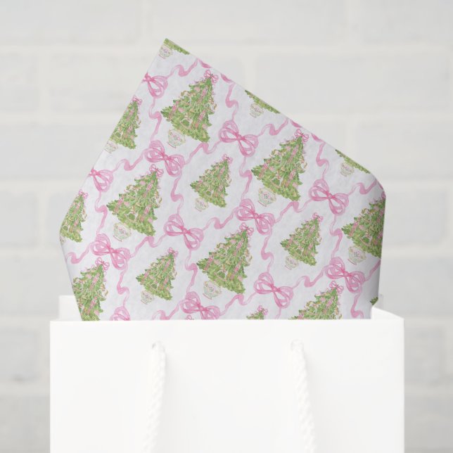 Papel De Seda Árbol de navidad de nutricionistas rosados (Bolsa de regalo)