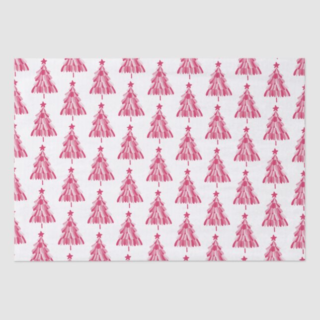 Papel De Seda Árbol de Navidad de vacaciones rosa (Anverso)