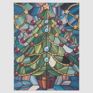 Papel De Seda Árbol de Navidad de Vidrio Pintado Estilo Tiffany